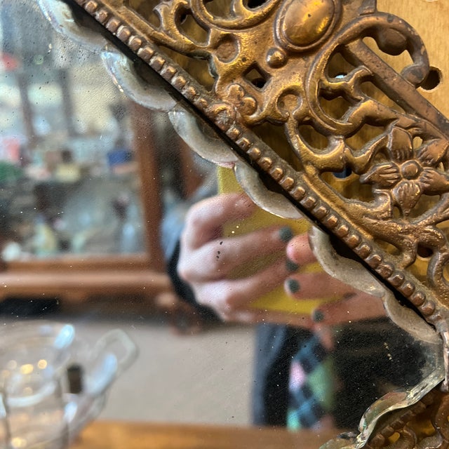 Victorian Standard Brand Stamped 1901 Cast Iron Hall Mirror With Hooks For Sale - Image 4 of 10