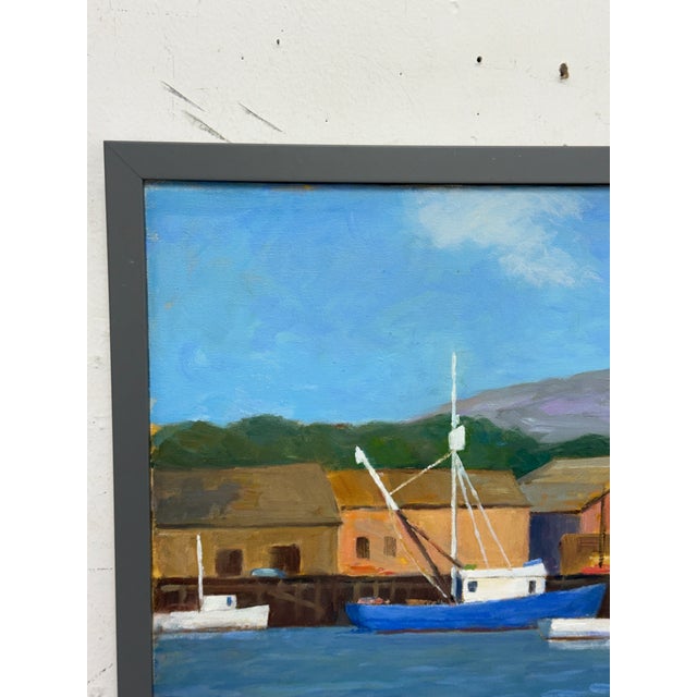 Coastal Don George Boats Docked in Colorful Harbor, Signed For Sale - Image 3 of 12
