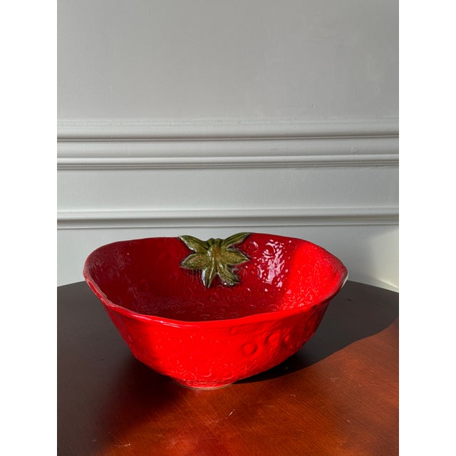 Vintage Italian Ceramic Strawberry Serving Bowl For Sale - Image 10 of 15