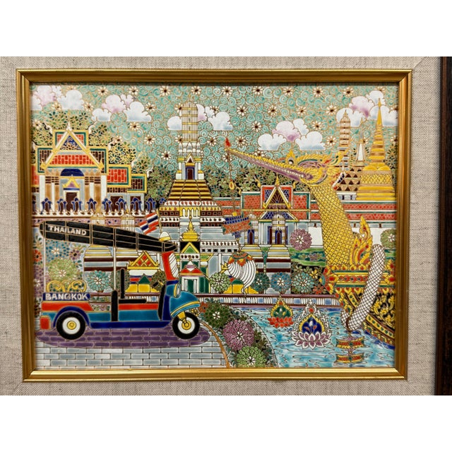 Design Plus Gallery presents a Porcelain Picture of Thai Benjarong in Frame. A great souvenir or remembrance of your Thai...