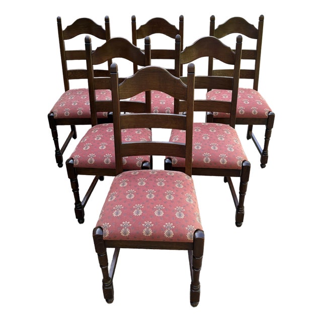 French Country Ladder Back Dining Chairs - Set of 6 For Sale
