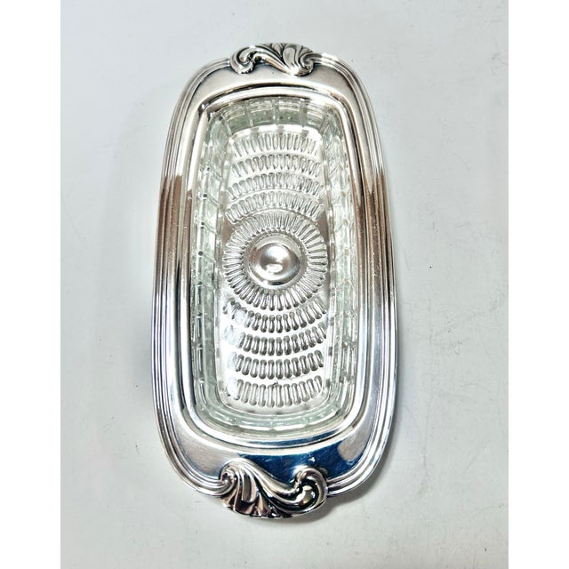 Vintage Silverplate Covered Butter Dish With Glass Insert For Sale - Image 9 of 11