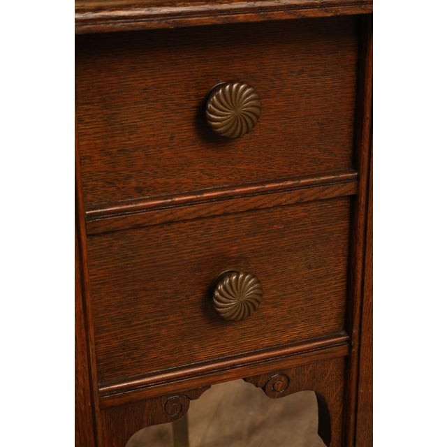 Brown Antique Victorian Oak Partner's Writing Desk For Sale - Image 8 of 18
