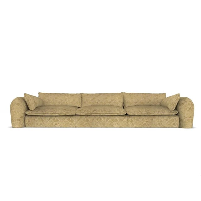 Modern Comfy Sofa in Linen Fabric by Collector For Sale - Image 6 of 6