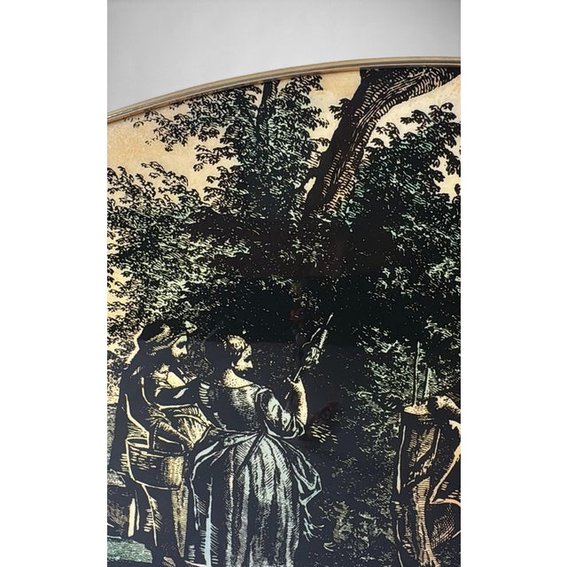 Italian Decorative Tray With Brass Handles and Pastoral Scene For Sale - Image 13 of 18