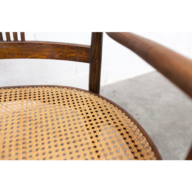 Hand-Caned Bentwood Bench from Fischel, 1930s For Sale - Image 5 of 18