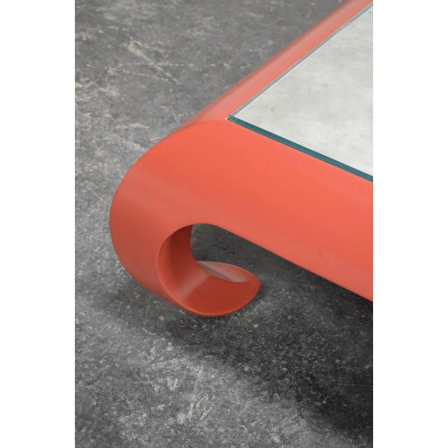 Wood Ming Table in Chinese Red Lacquer With Mirror Top For Sale - Image 7 of 8