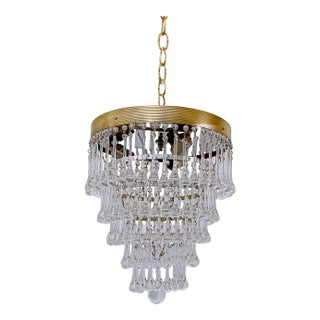 Italian Modern Gold Plated Upside Down Layered Cake Chandelier For Sale