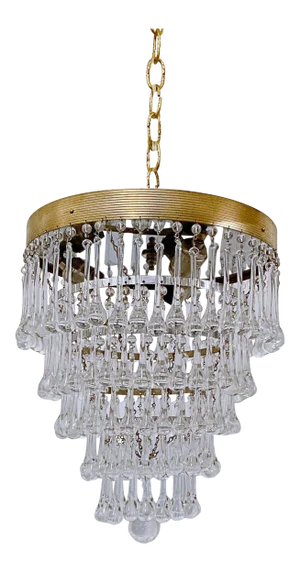 Italian Modern Gold Plated Upside Down Layered Cake Chandelier