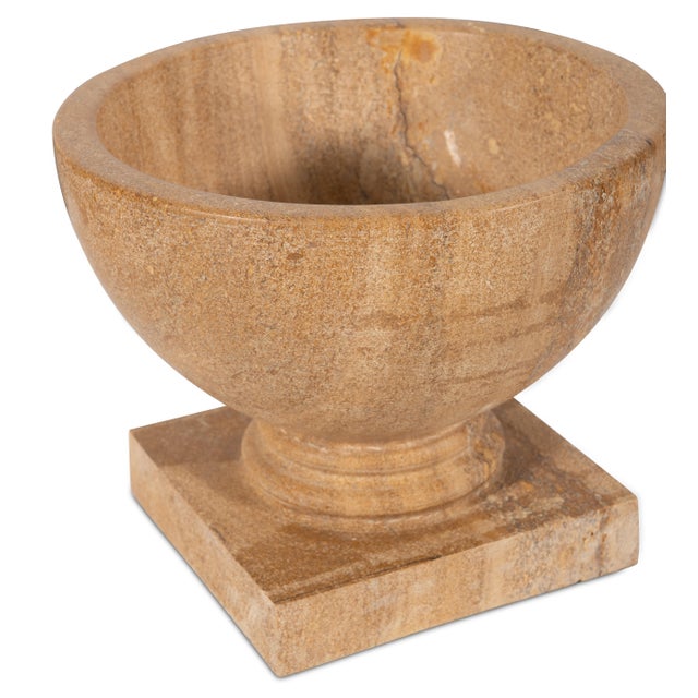 Traditional Maitland-Smith Jaisalmer Low Stone Vase For Sale - Image 3 of 4