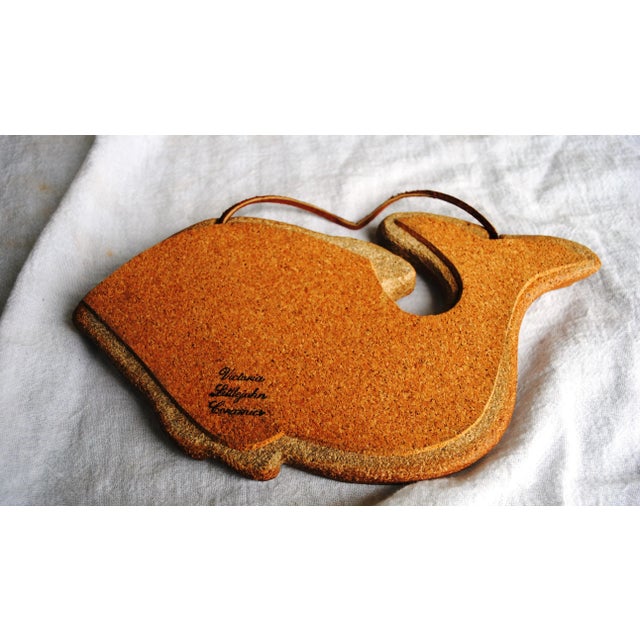 Vintage Ceramic Trivet by Victoria Littlejohn. Great kitchen accessory for the beach house! Orca whale with cork back and...