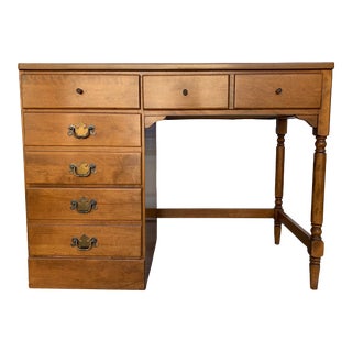 Ethan Allen 1950's Heirloom Nutmeg Maple Writing Desk. For Sale