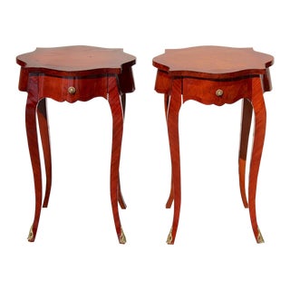 1970s Pair of French Empire Pedestal Side Tables With Drawers For Sale