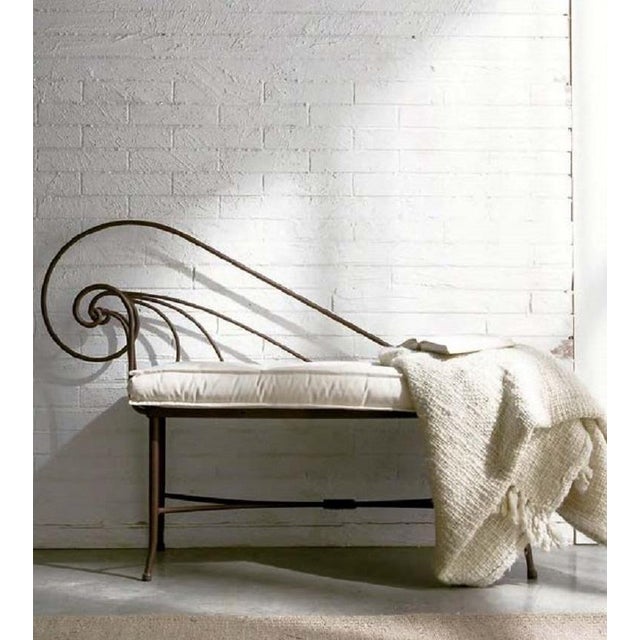 2010s New Black Wrought Iron Bench With Arms and Back For Sale - Image 5 of 10