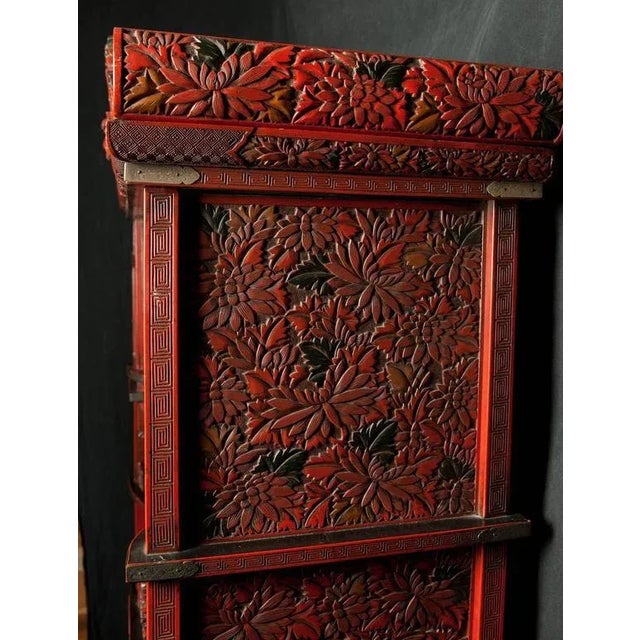 Late 19th Century Antique 19th Century Cinnabar Treasure Cabinet For Sale - Image 5 of 11