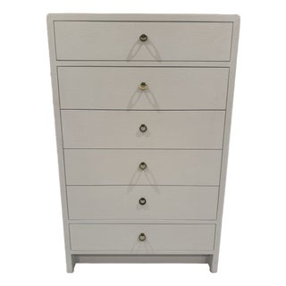 Brand New Villa & House Bryant Linen Tall 6-Drawer Chest in Chiffon White For Sale