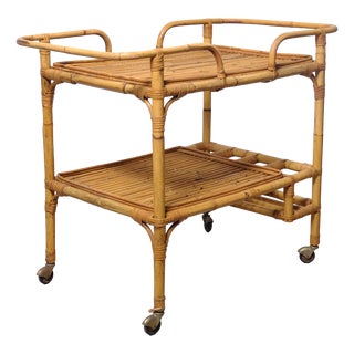 Vintage Italian Bamboo Bar Cart, 1970s For Sale