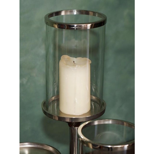 Nickel and Glass 5-Light Hurricane Candleholder Centrepiece from Colmore For Sale - Image 6 of 18