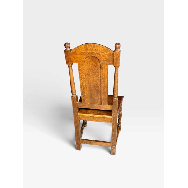 Wood Antique Elizabethan Jacobean Style Oak Refectory Dining Table and Chairs, 1900, Set of 7 For Sale - Image 7 of 18