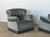 Danish Lounge Chairs in Grey-Blue Velvet in the style of Fritz Hansen, 1940s, Set of 2 For Sale - Image 9 of 12