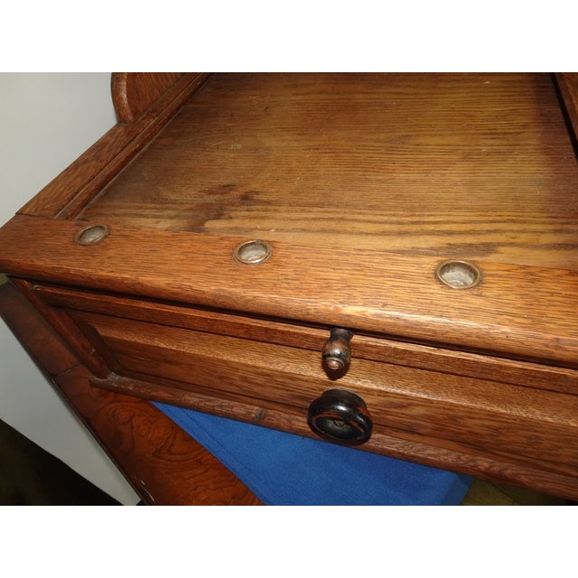 Brown Antique McCaskey Counter Top File Cabinet Register ~W Drop Down Drawers & Tray For Sale - Image 8 of 16