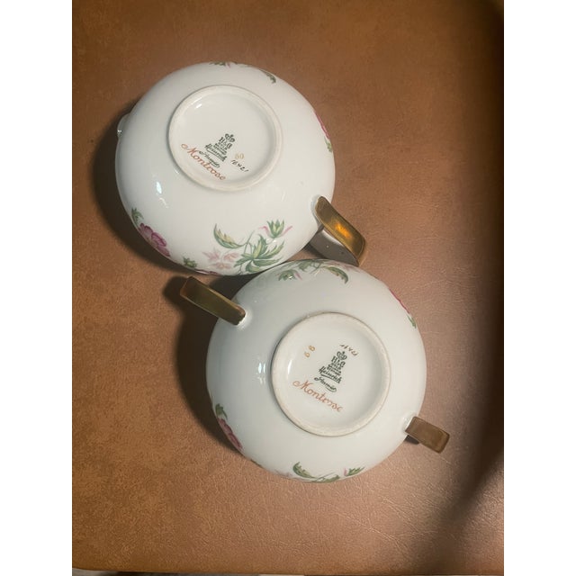 Heinrich & Co. Vintage Porcelain Cream & Sugar Set by Heinrich & Co (H&c), “Montrose” Pattern With Gold Trim For Sale - Image 4 of 8