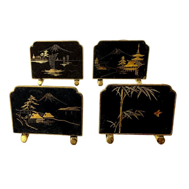 Mid-Century Japanese Damascene Mixed Metal Napkin Rings & Place Card Holders - Set of 12 Elevate your tablescape with this...