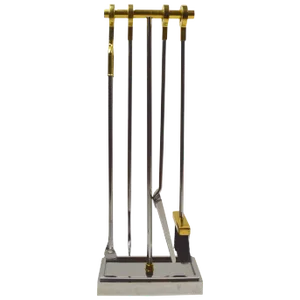 Chrome and Brass Fireplace Tools by Alessandro