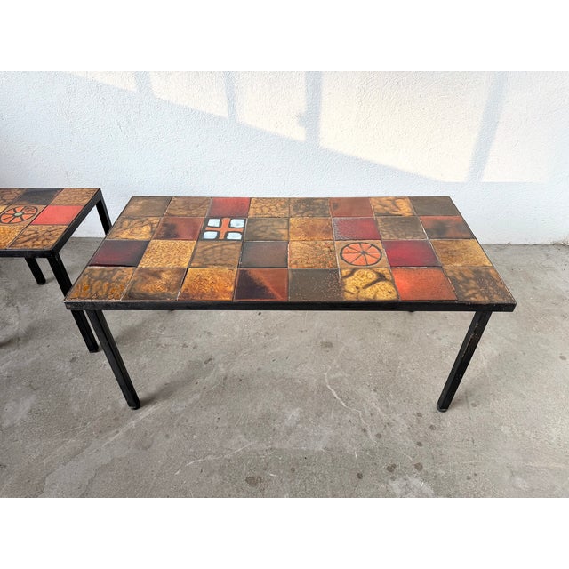 Glazed Ceramic Coffee Tables, 1950s, Set of 2 For Sale - Image 11 of 18