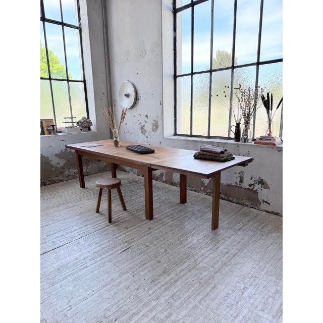 Golden Oak Farmhouse Table with Extension, 1960s For Sale - Image 6 of 18