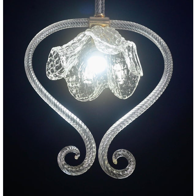 Glass Charming Art Decò Barovier & Toso Pendant Light Chandelier Murano Glass, 1970s For Sale - Image 7 of 11