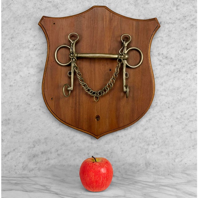 Antique English Traditional Equestrian Horse Bit on Walnut Plaque, c. Early 20th Century - Pairs Nicely with Many...