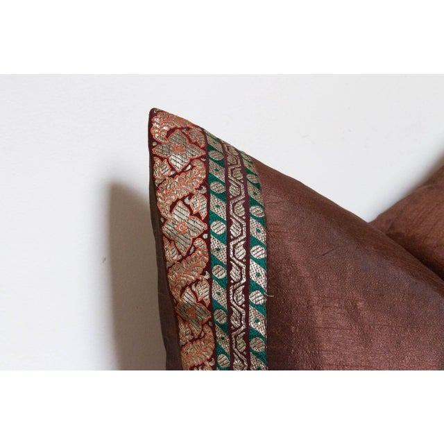 1990s Tawny Festive Silk Euro Pillow Cover For Sale - Image 5 of 6