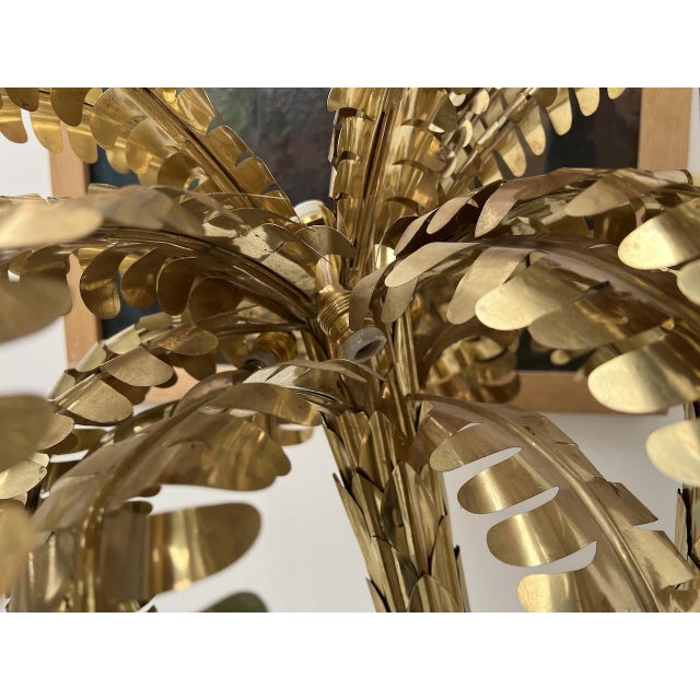 Metal Large Brass Palm Tree Floor Lamp with 3 Trunks, 2010s For Sale - Image 7 of 18