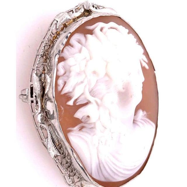 2010s 14 Karat White Gold Cameo Pendant or Brooch For Sale - Image 5 of 7