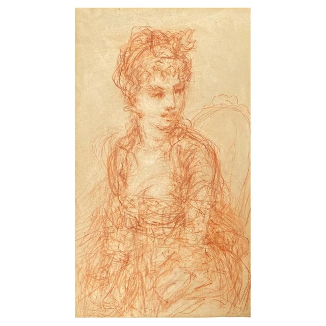 Napoleon I Era Artist, Portrait of a Woman, Early 19th Century, Sanguine For Sale