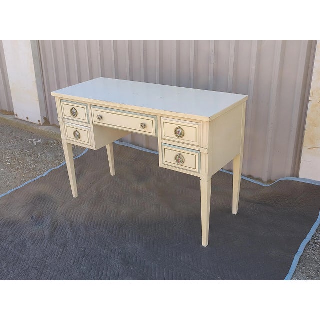 Cream Vintage Cream Colored Swedish Style Writing Desk For Sale - Image 8 of 9