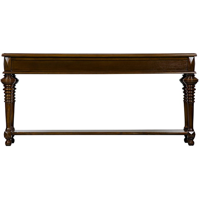 American Colonial Sofa Table, Distressed Brown For Sale - Image 3 of 4
