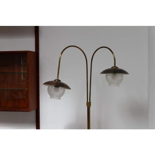 Scandinavian Art Deco Floor Lamp in Brass and Glass, 1920s For Sale - Image 13 of 18