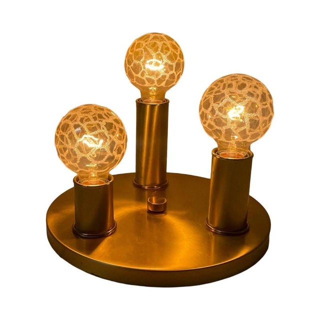 Late 20th Century Regency Brass Ceiling Lamp with Patterned Bulbs from Helestra, Germany, 1980s For Sale - Image 5 of 9