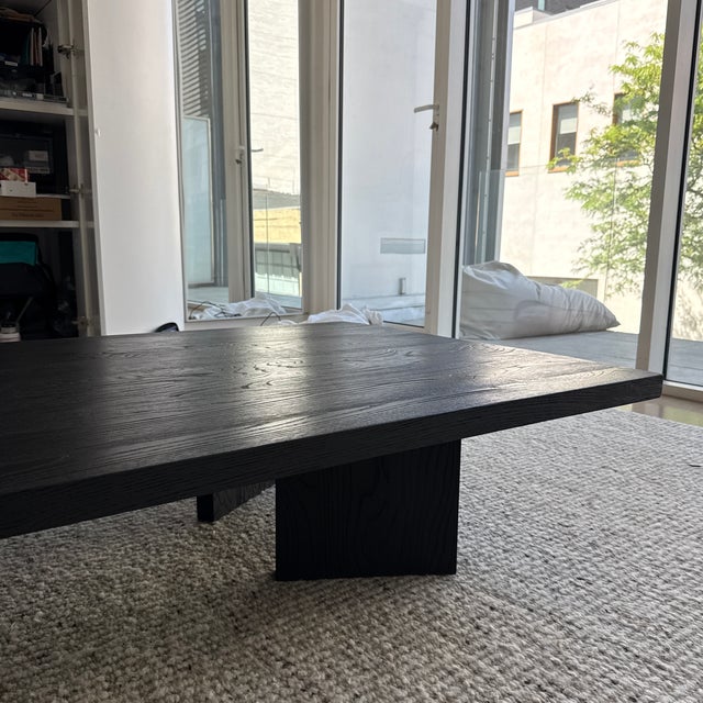Black Custom Chabudai Japanese Low Dining Table in Black Reclaimed Oak Solid Wood For Sale - Image 8 of 11