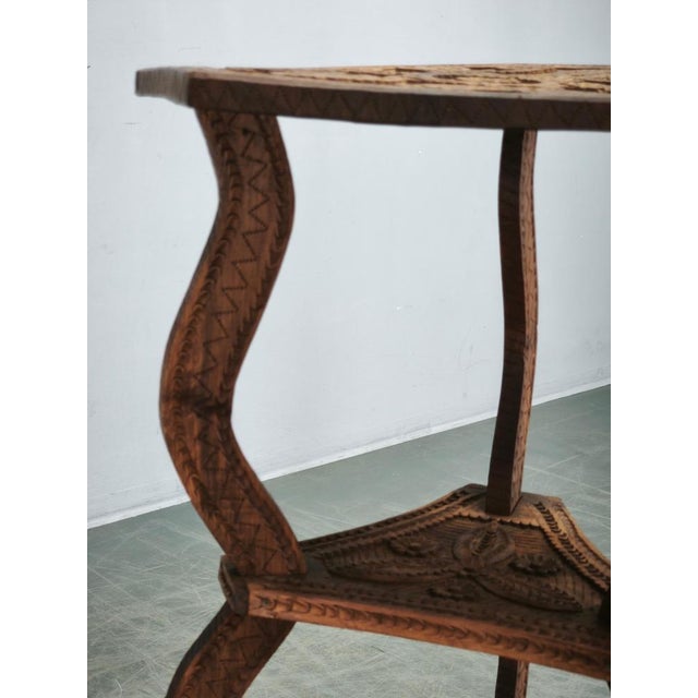 Antique Central European Hand-Carved Beech Side Table, 1890s For Sale - Image 5 of 12