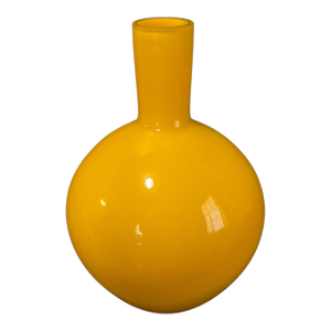 Vintage Mid-Century-Modern Hand Blown Cased Art Glass Orange Vase