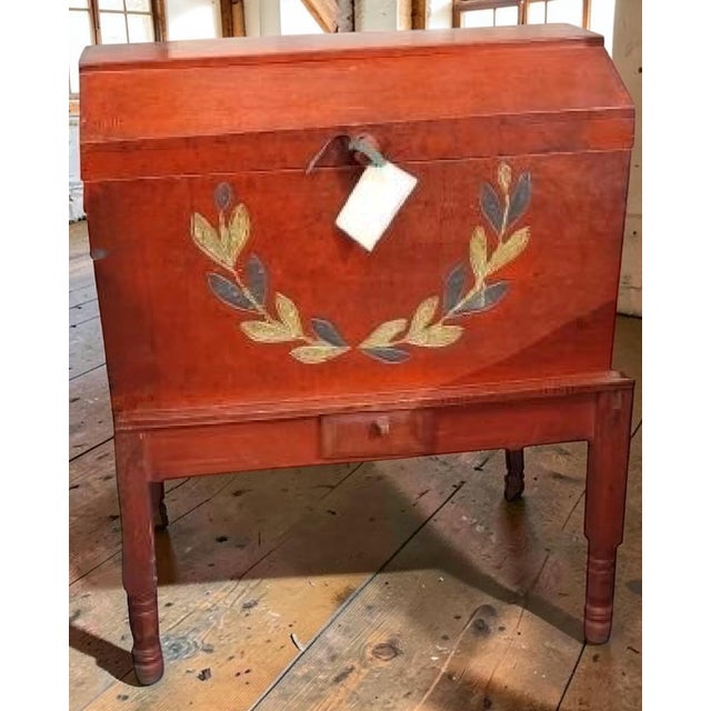 Antique Swedish Folk Art Hand Painted Trunk on Stand