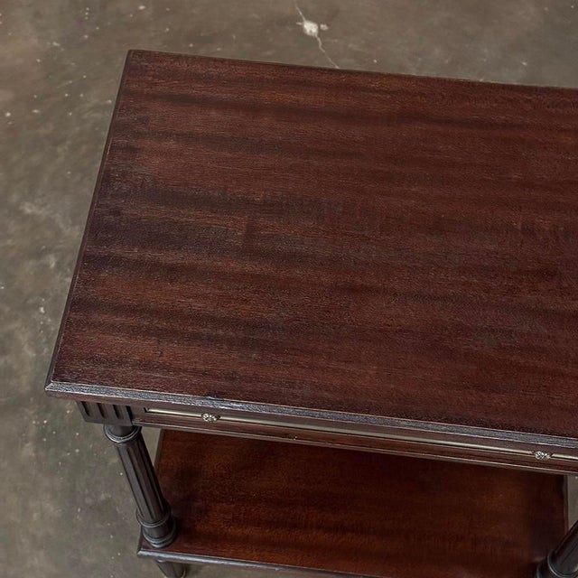 French Mid-Century Louis XVI Style Mahogany & Brass End Table For Sale - Image 16 of 18