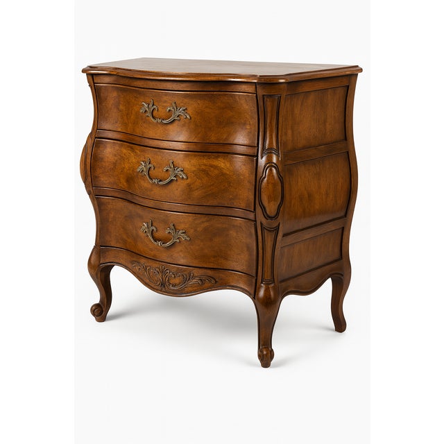 French Provincial 1970s French Provincial Walnut Bombe Chest by White Furniture Co. – 40"w For Sale - Image 3 of 6