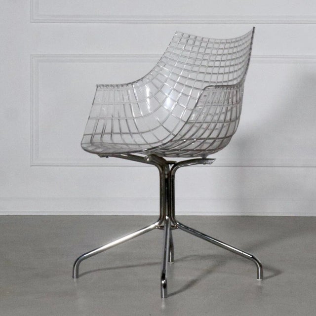 Minimalist Chrome and Molded Lucite Cage Armchairs - a Pair For Sale In Tampa - Image 6 of 12