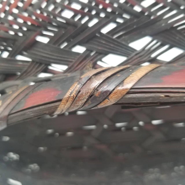 Wood Japanese Antique Bamboo Handled Basket With Copper Insert for Ikebana For Sale - Image 7 of 18