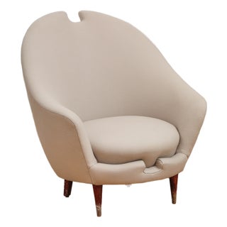 1950s Italian Federico Munari Upholstered Curved Lounge Chair For Sale