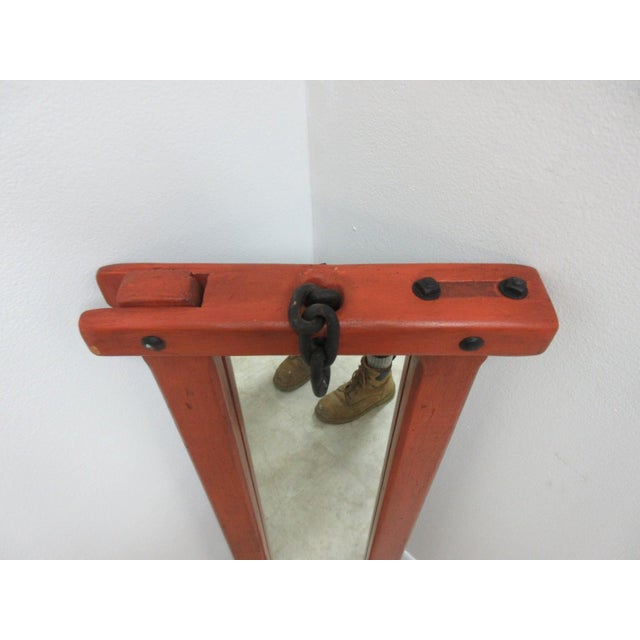 Wood 1940s Primitive Cow Stanchion Wall Mirror Western Cowboy Wild West For Sale - Image 7 of 11